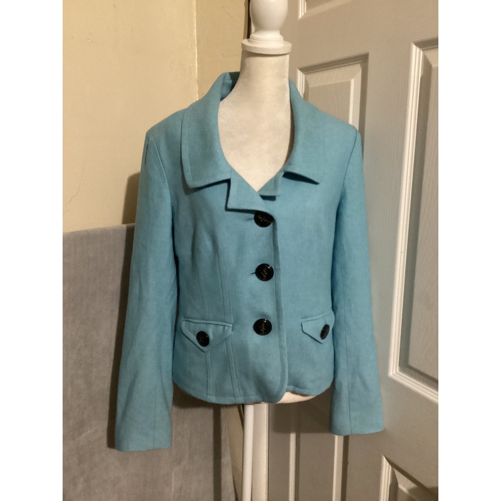 Talbots Women's Blue Wool Blend Blazer Jacket Size 6